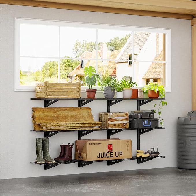 FLEXIMOUNTS 2 Pack 3-Tier 1x3ft Garage Storage Wall Shelving, 12x36inch per - Image 2