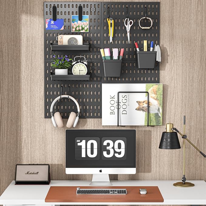 AKTOP Peg Board Wall Organizer 4-Pack – 12"x12" Black Pegboard Panels - Image 7