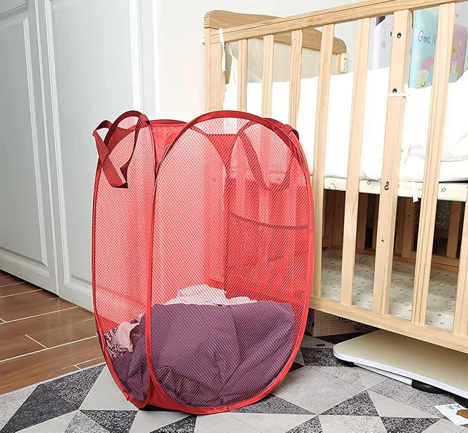 Larpur Popup Mesh Laundry Basket, Collapsible and Portable Clothes Washing - Image 4