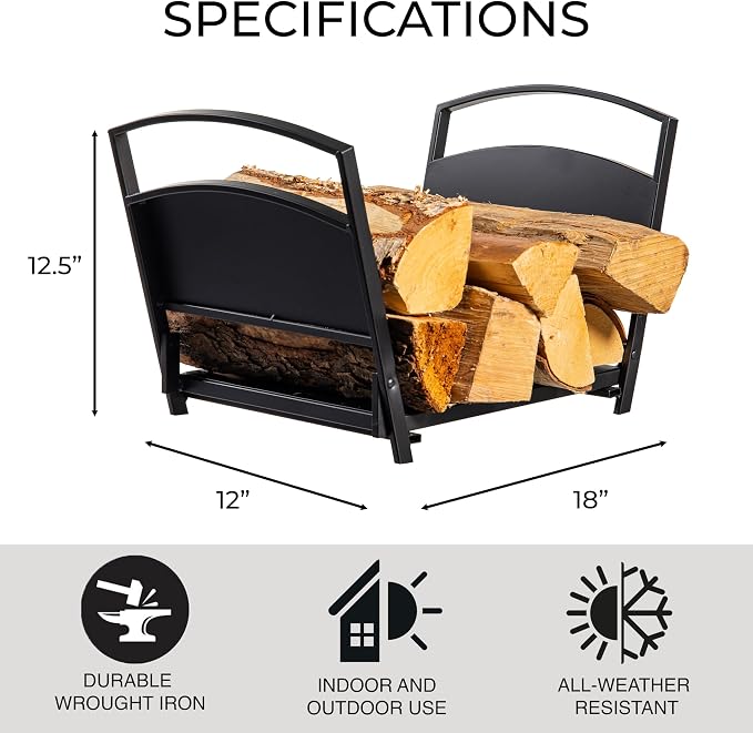 Plow & Hearth Log Rack, wood Bin Kindling Storage - Image 3