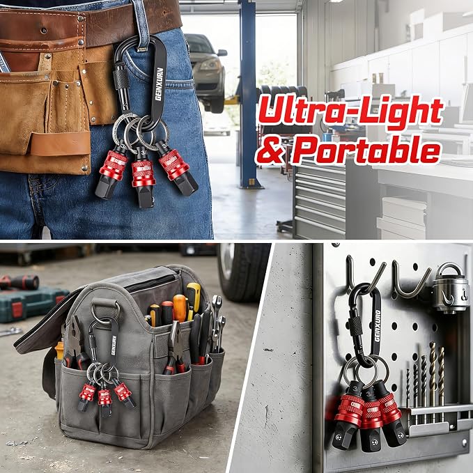 Geinxurn 3Pcs Socket Holder Keychain, 3/8" Drive Quick Release & Quick Change - Image 7