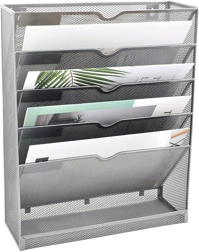 EASEPRES Mesh Wall File Organizer 6 Tier Vertical Mount Hanging Holder Magazine by EASEPRES