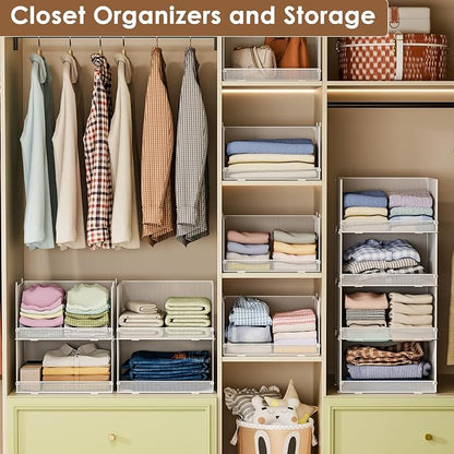 Tiaoheka 4-Tier Stackable Closet Organizers and Storage Shelves, Foldable - Image 3
