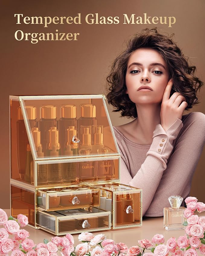 Makeup Organizer Countertop, Amber Makeup Organizer - Image 4