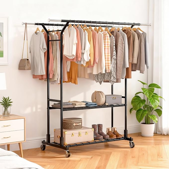 Luxspire Heavy Duty Clothes Rack Load 650 LBS, Double Rod Clothing Racks - Image 2