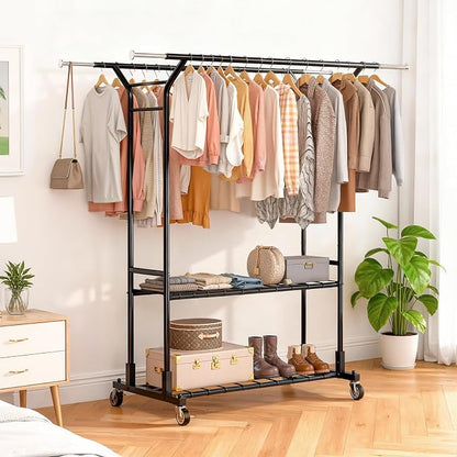 Luxspire Heavy Duty Clothes Rack Load 650 LBS, Double Rod Clothing Racks - Image 2