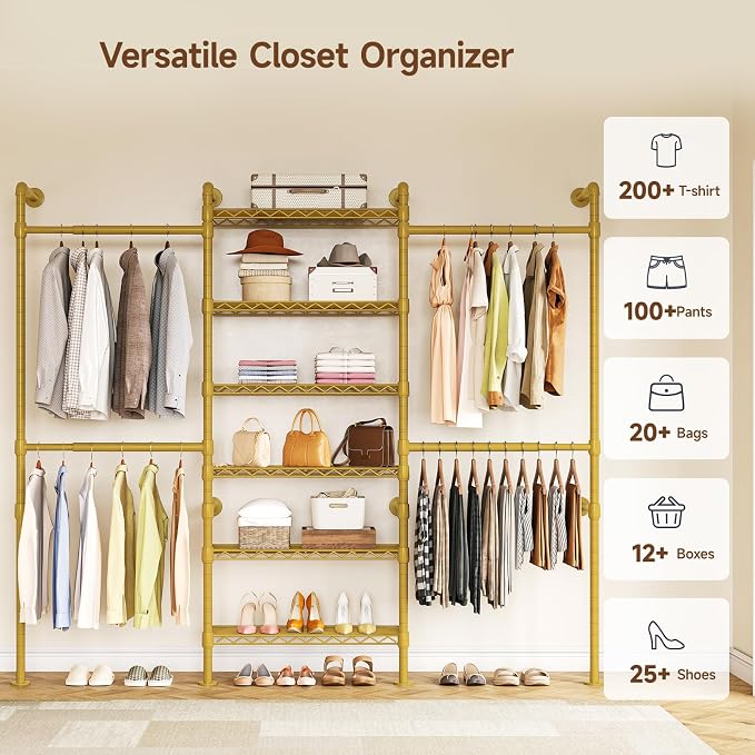 ONBRILL H3 Expandable Wall Mounted Closet System, 5.4FT-8.1FT Closet Organizer - Image 9