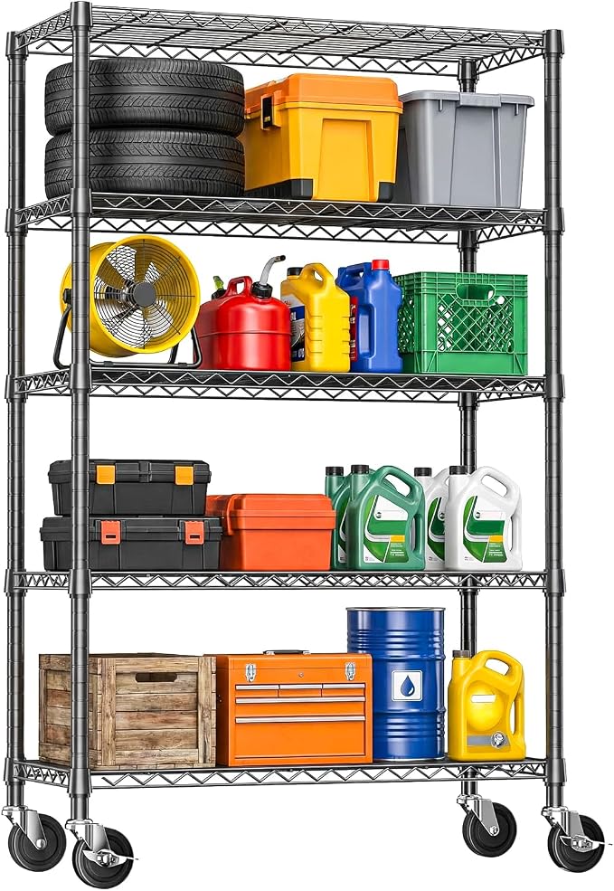 IZEUK 5-Tier Heavy Duty Metal Shelving Unit, Adjustable Steel Wire Storage Rack by IZEUK