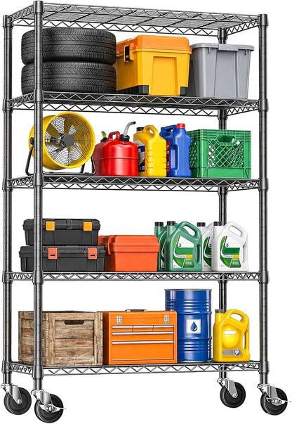 IZEUK 5-Tier Heavy Duty Metal Shelving Unit, Adjustable Steel Wire Storage Rack by IZEUK