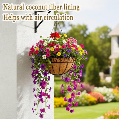 4 Pack Hanging Planters 12 Inch Metal Hanging Planter Basket Flower Pots - Image 2