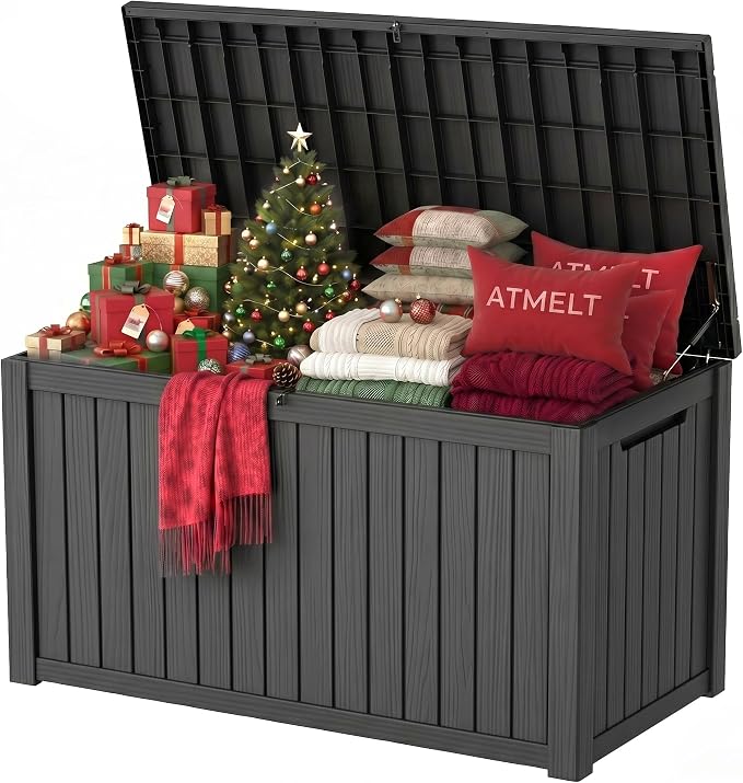 300 Gallon Outdoor Storage Box, Extra Large Resin Deck Box, Waterproof Lockable by ATMELT