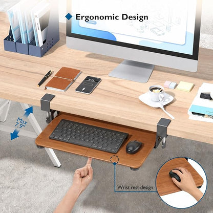BONTEC KMT01-PJ Under Desk Keyboard Tray, Pull-Out Keyboard & Mouse Platform - Image 3