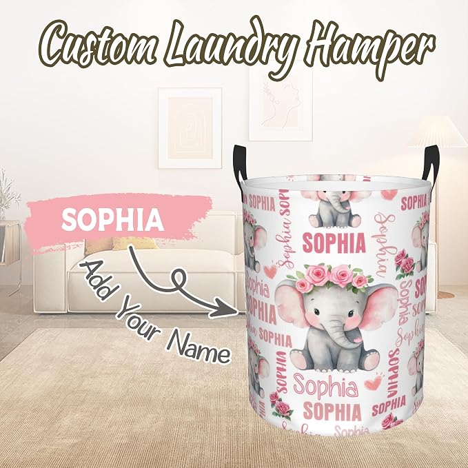 Custom Name Laundry Hamper, Personalized Laundry Baskets - Image 2