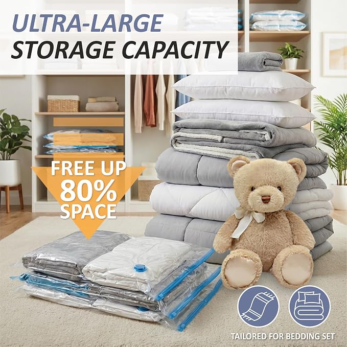 Cozy Essential Vacuum Storage Bags, 80% Compression Vacuum Seal Space Saver - Image 2