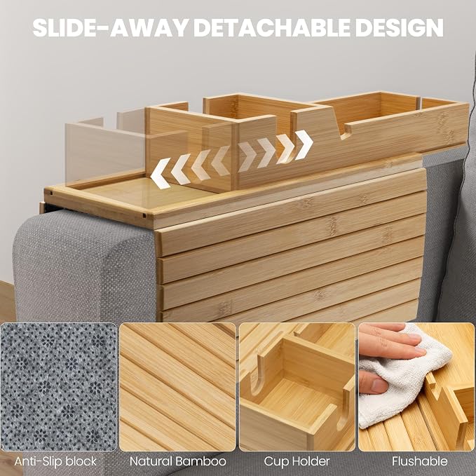 Bamboo Sofa Armrest Tray - Image 5