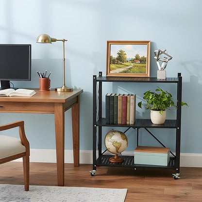 COKIHOM 3-Tier Folding Shelf, No Assembly Metal Shelving Unit - Image 2