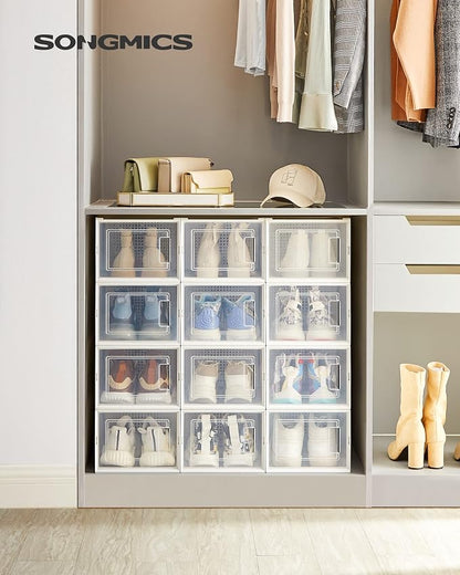 SONGMICS Shoe Boxes, Stackable Clear Plastic Boxes - Image 2