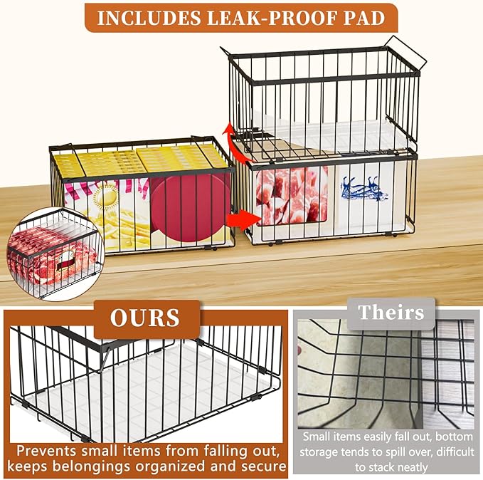 Large Freezer Organizer Bins, Upgrade Quick Expand/Collapse Feature, - Image 4