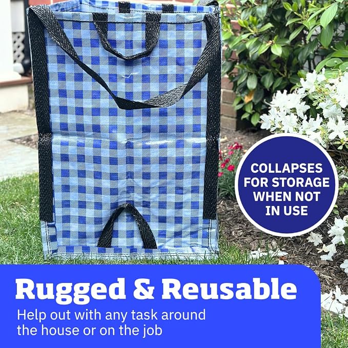 DURASACK Heavy Duty Home and Yard Bags, Gingham Blue - Image 5