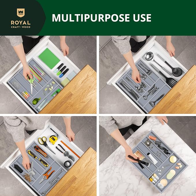 ROYAL CRAFT WOOD Luxury Bamboo Kitchen Drawer Organizer - Image 8