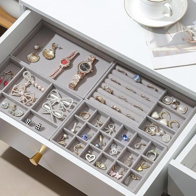 8 Set Jewelry Organizer for Drawer Velvet Jewelry Trays, Jewelry Trays for - Image 5