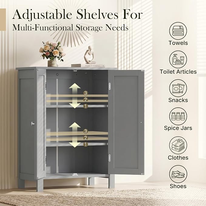 SUPER DEAL Modern Bathroom Floor Storage Cabinet - Image 7