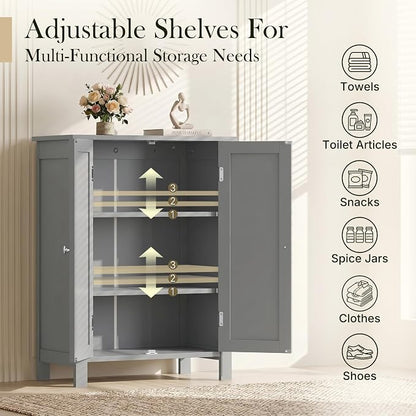 SUPER DEAL Modern Bathroom Floor Storage Cabinet - Image 7
