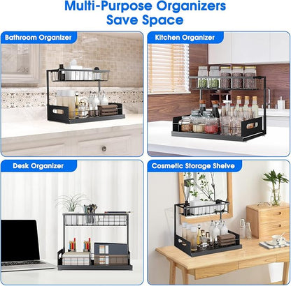 2 Pack Under Sink Organizer, 2 Tier Under Sink Organizers and Storage - Image 4