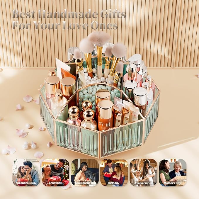 360° Rotating Makeup Organizer Spinning Vanity Organizer - Image 3