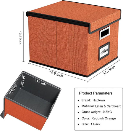 File Organizer Box with Lids, Collapsible File Folder Organizer | File Box with - Image 6