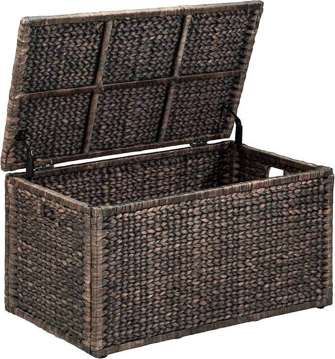 eHemco Wicker Storage Trunk, Metal Frame, Heavy-duty, Water Hyacinth by eHemco