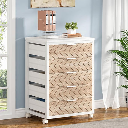 Tribesigns 5-Drawer File Cabinet, Wood Mobile Storage Unit, by Unknown
