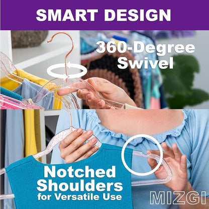 MIZGI Premium Clear Invisible Acrylic Hangers, Crystal Plastic Hangers - Image 2