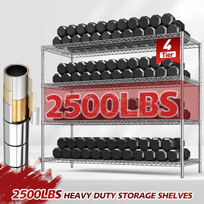 REIBII 55.5''W Storage Shelves 2500LBS Wire Shelving Unit - Image 5