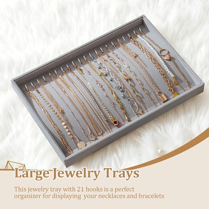 Large Jewelry Organizer for Drawer Insert Velvet Stackable Jewelry Trays for - Image 2
