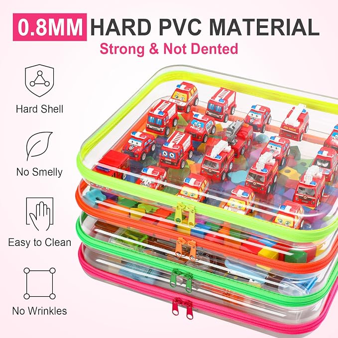 Hoolerry 4 Pcs Hard Clear Zipper Case Makeup Bags Plastic Pencil Pouch - Image 4