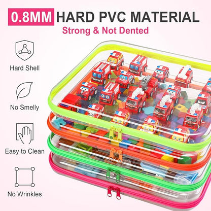 Hoolerry 4 Pcs Hard Clear Zipper Case Makeup Bags Plastic Pencil Pouch - Image 4