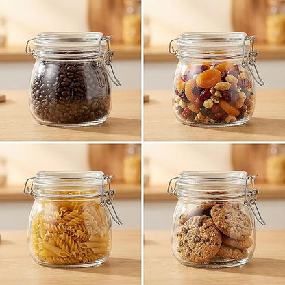 17oz Airtight Glass Jars with Clamp Lids, Small Food Storage Canisters Set of 6 - Image 6