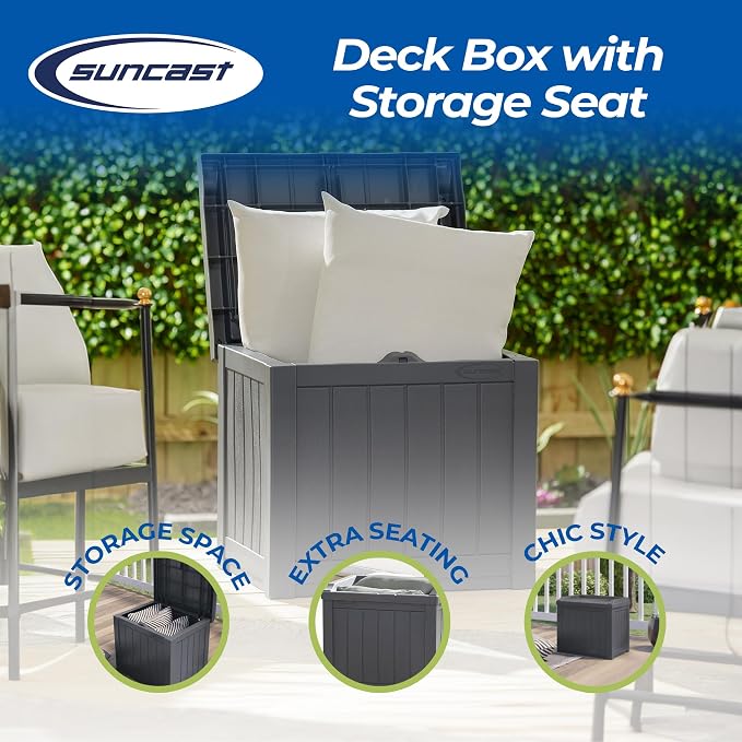 Suncast 4 Pack Small Deck Box Storage w/Bench Seat - Image 2