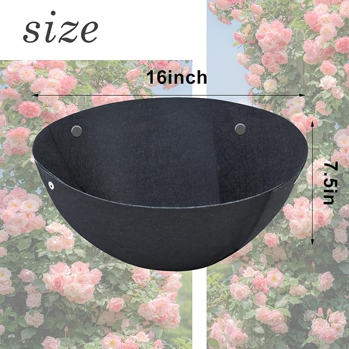 3PCS 16 Inch Round Hanging Basket Liners Fabric Hanging Plant Liners Non-Woven - Image 2