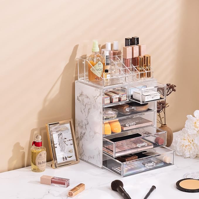 Sorbus Acrylic Makeup Organizer Set, 6-Drawer Vanity & Countertop Cosmetic - Image 5