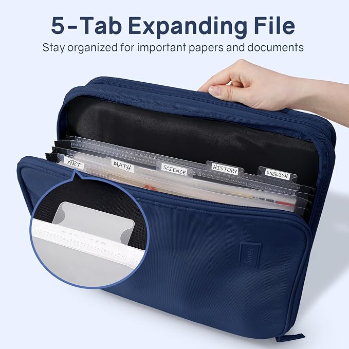 SUNEE Zippered Binder Bag with Handle, 2-Inch 3-Ring O-Ring, 500-Sheet Capacity - Image 2