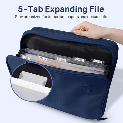 SUNEE Zippered Binder Bag with Handle, 2-Inch 3-Ring O-Ring, 500-Sheet Capacity - Image 2