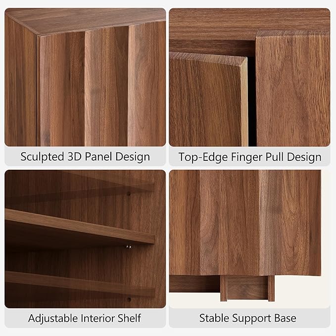 win2win 61.7" Fluted Sideboard Buffet Cabinet - Image 5
