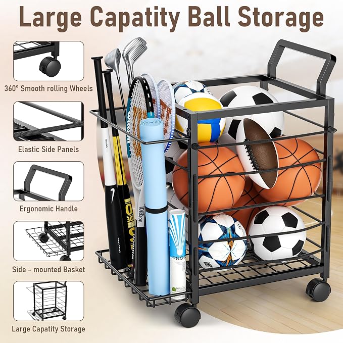 Sports Equipment Garage Organizer, Garage Ball Storage Rack - Image 6