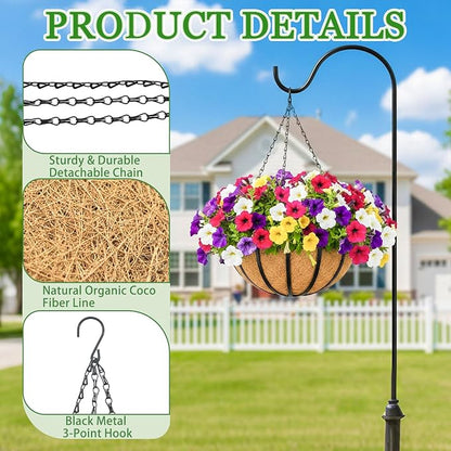 Hanging Planters for Outdoor Plants 4 Pack 14 inch Metal Hanging Flower Basket - Image 4