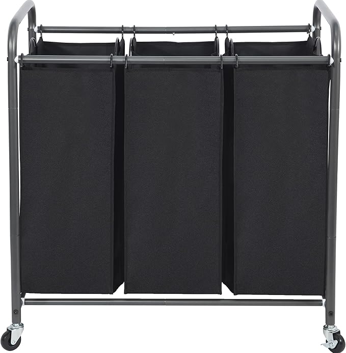 STO STO Laundry Sorter 3 Section, 3 Bag Laundry Hamper, Rolling Laundry Cart by STOSTO