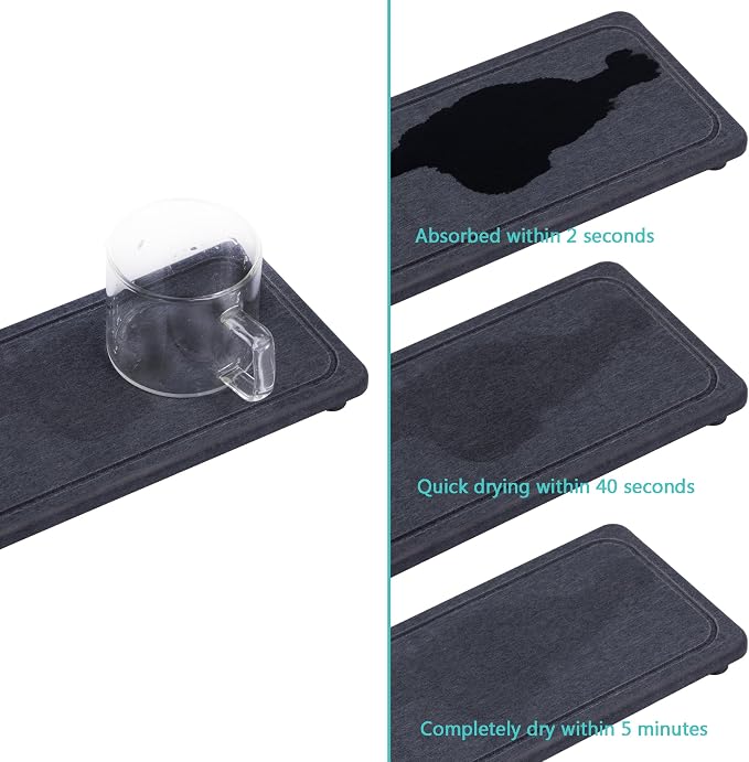2 Pcs Water Absorbing Stone Trays, Kitchen/Bathroom Sink Soap Dish, Diatomite - Image 7