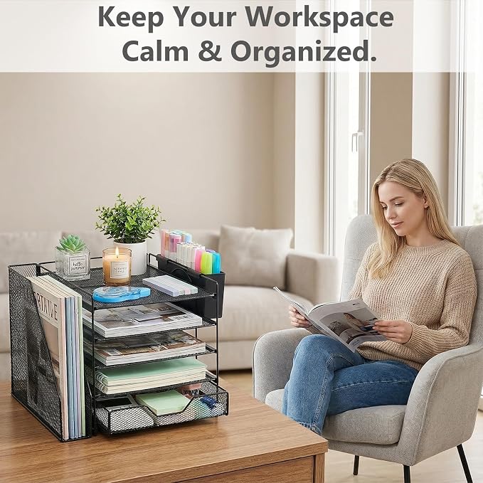 Desk Organizers and Accessories, 5-Tier Paper Letter Tray Organizer - Image 6