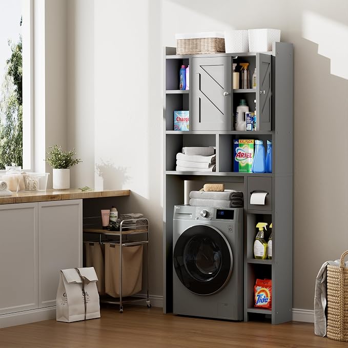 Over the Toilet Storage Cabinet, Freestanding Farmhouse Storage Cabinet Over - Image 6